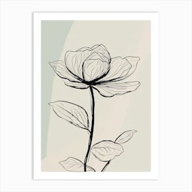 Line Art Lotus Flowers Illustration Neutral 11 Art Print