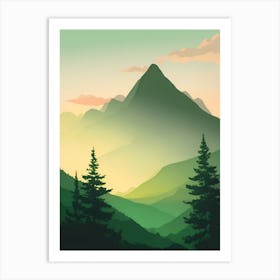 Misty Mountains Vertical Composition In Green Tone 199 Art Print