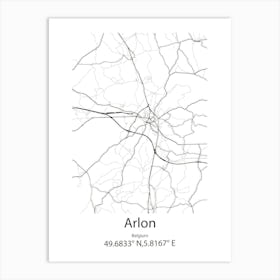 Arlon,Belgium Minimalist Map Art Print