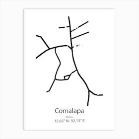 Comalapa,Mexico Minimalist Map Art Print