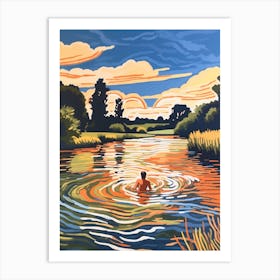 Wild Swimming At River Waveney Suffolk 3 Art Print