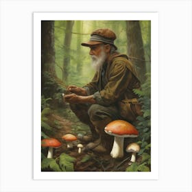 Mushroom Hunter Art Print