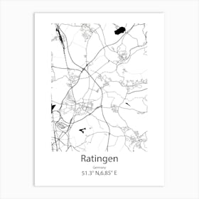 Ratingen,Germany Minimalist Map Art Print