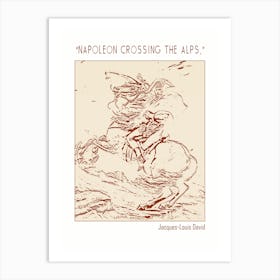 Line Art Minimalist – “Napoleon Crossing The Alps,” – Jacques Louis David – Classic Painting 1 Art Print