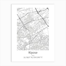 Kiyose,Japan Minimalist Map Art Print