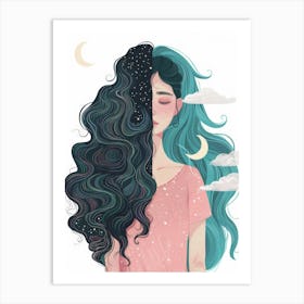 Girl With Long Hair 14 Art Print