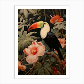 Dark And Moody Botanical Toucan Art Print