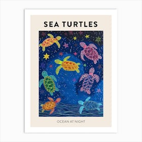 Sea Turtles In The Stars Crayon Drawing Poster Art Print