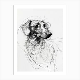 Dachshund Dog Charcoal Line 1 Art Print