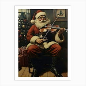 Santa Playing Violin Art Print