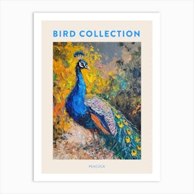 Brushstroke Peacock On The Gravel Path 1 Poster Art Print