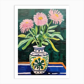 Flowers In A Vase Still Life Painting Asters 4 Art Print