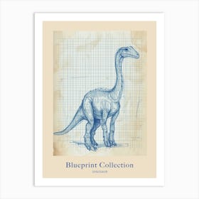 Dinosaur Blue Print Sketch Inspired Poster Art Print