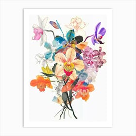 Monkey Orchid Collage Flower Bouquet Art Print