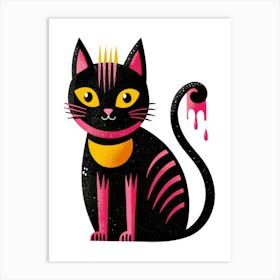 Black Cat With Crown Art Print