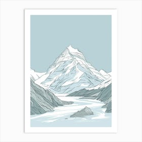 Mount Robson Canada Color Line Drawing (8) Art Print