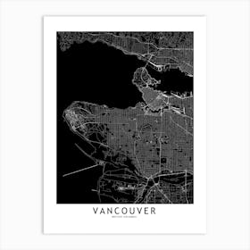 Vancouver Black And White Map Art Print