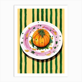 A Plate Of Pumpkins, Autumn Food Illustration Top View 38 Art Print