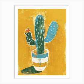 Easter Cactus Minimalist Block Print 5 Art Print