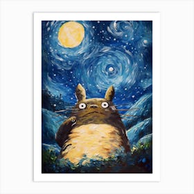 Starry Night Totoro Art Print