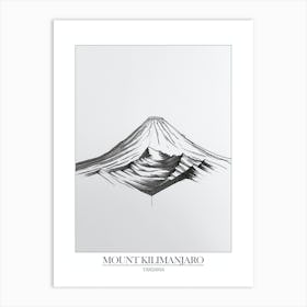 Mount Kilimanjaro Tanzania Line Drawing 4 Poster Art Print