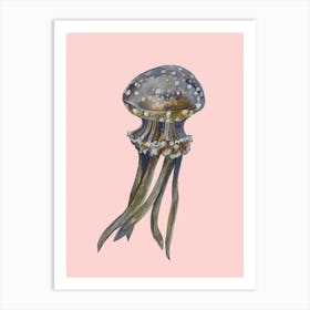 Jellyfish On Pink Art Print