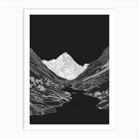 Y Garn Mountain Line Drawing 2 Art Print