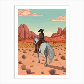 Cowgirl Riding A Horse In The Desert 12 Art Print