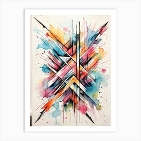 Abstract Design Hand Drawn Arrows And Markings Swirling Pattern Overlapping Lines Varying Line T (5) Art Print