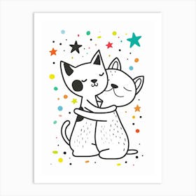 Two Cats Hugging 1 Art Print