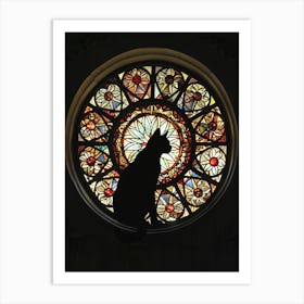 Cat In Stained Glass Window 1 Art Print