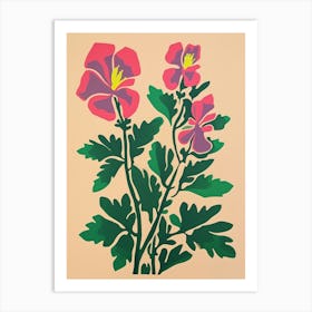 Cut Out Style Flower Art Aconitum 3 Art Print