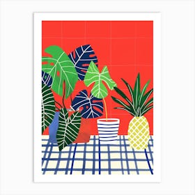 Pineapples And Plants 2 Art Print