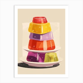 Stacked Jelly On A Plate Beige Illustration Art Print