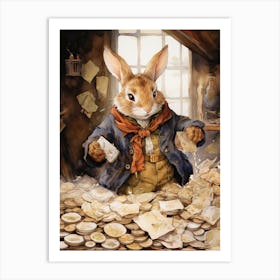 Bunny Fortune Luck Rabbit Prints Watercolour 4 Art Print