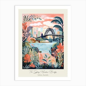 The Sydney Harbour Bridge   Sydney, Australia   Cute Botanical Illustration Travel 3 Poster Art Print