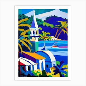 San Juan Del Sur Nicaragua Colourful Painting Tropical Destination Art Print