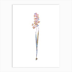 Stained Glass Turquoise Ixia Mosaic Botanical Illustration on White n.0336 Art Print