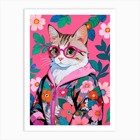 Cat In Glasses Art Print