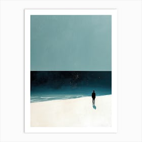 Man Walking On The Beach Art Print