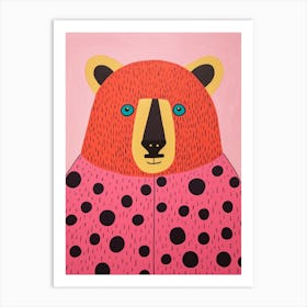 Pink Polka Dot Bear 1 Art Print