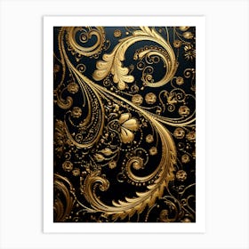 Gold Ornate Wallpaper Art Print