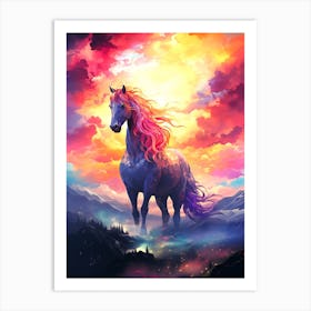 Horse In The Sunset Art Print