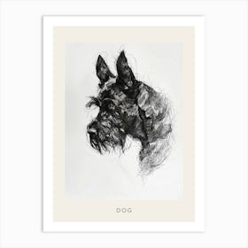 Furry Short Haired Dog Line Sketch 1 Poster Art Print