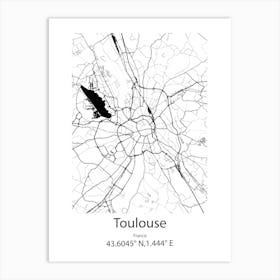 Toulouse,France Minimalist Map Art Print