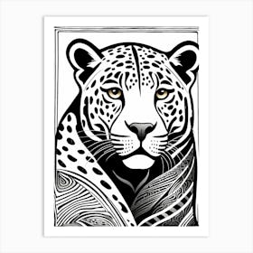 Jaguar Lino Black And White, 1125 Art Print