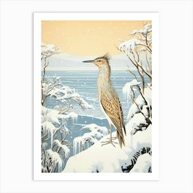 Winter Bird Painting Roadrunner 1 Art Print