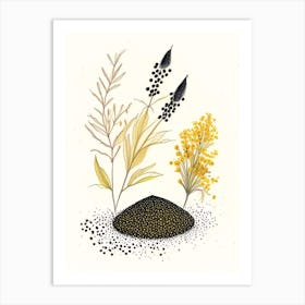 Black Mustard Seeds Spices And Herbs Pencil Illustration 3 Art Print