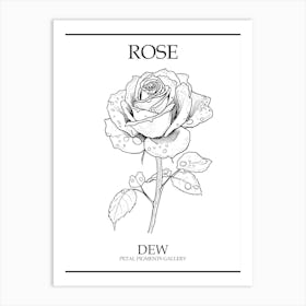 Rose Dew Line Drawing 4 Poster Art Print