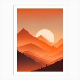 Misty Mountains Vertical Composition In Orange Tone 196 Art Print